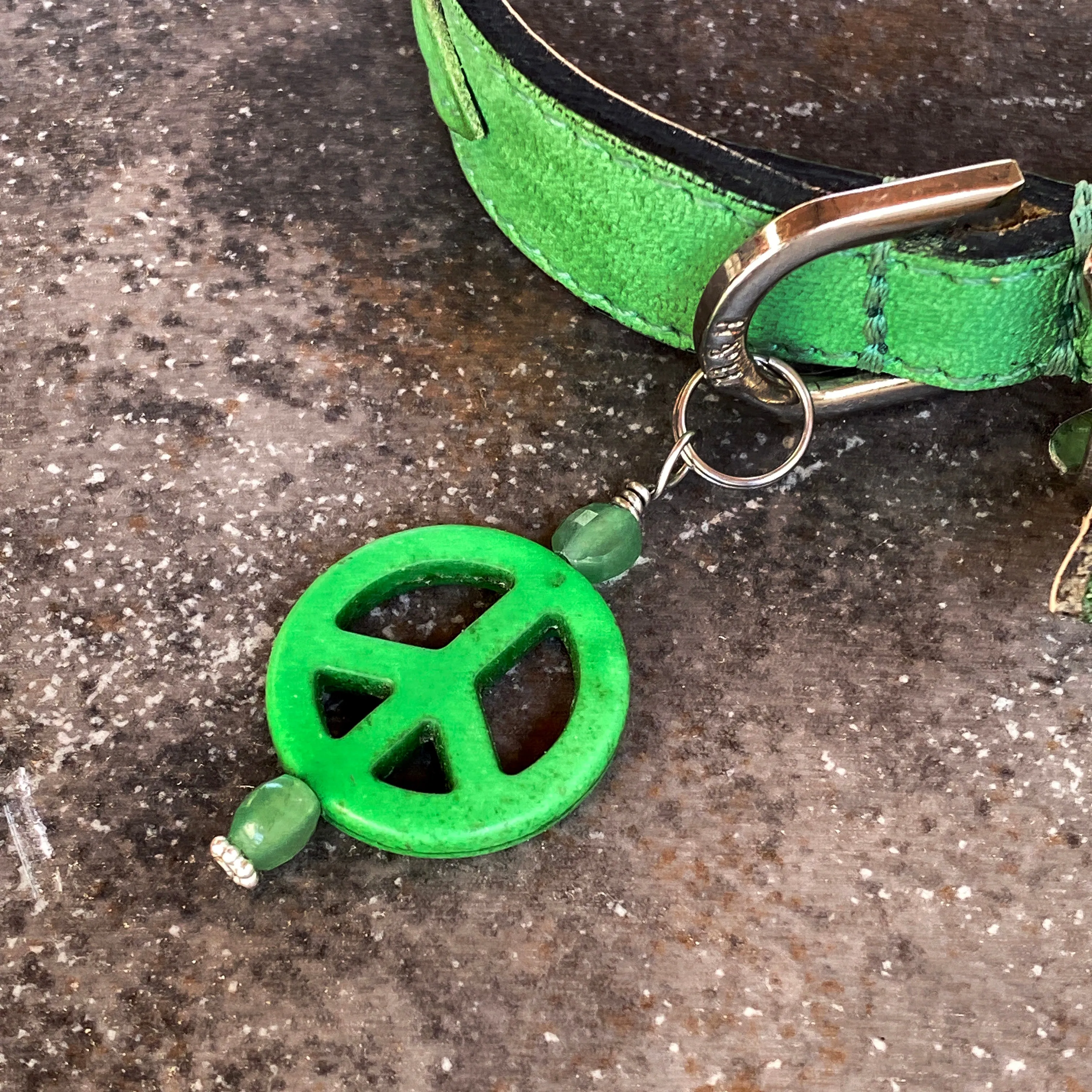 Pet Charm with Peace Signs & various Gemstone