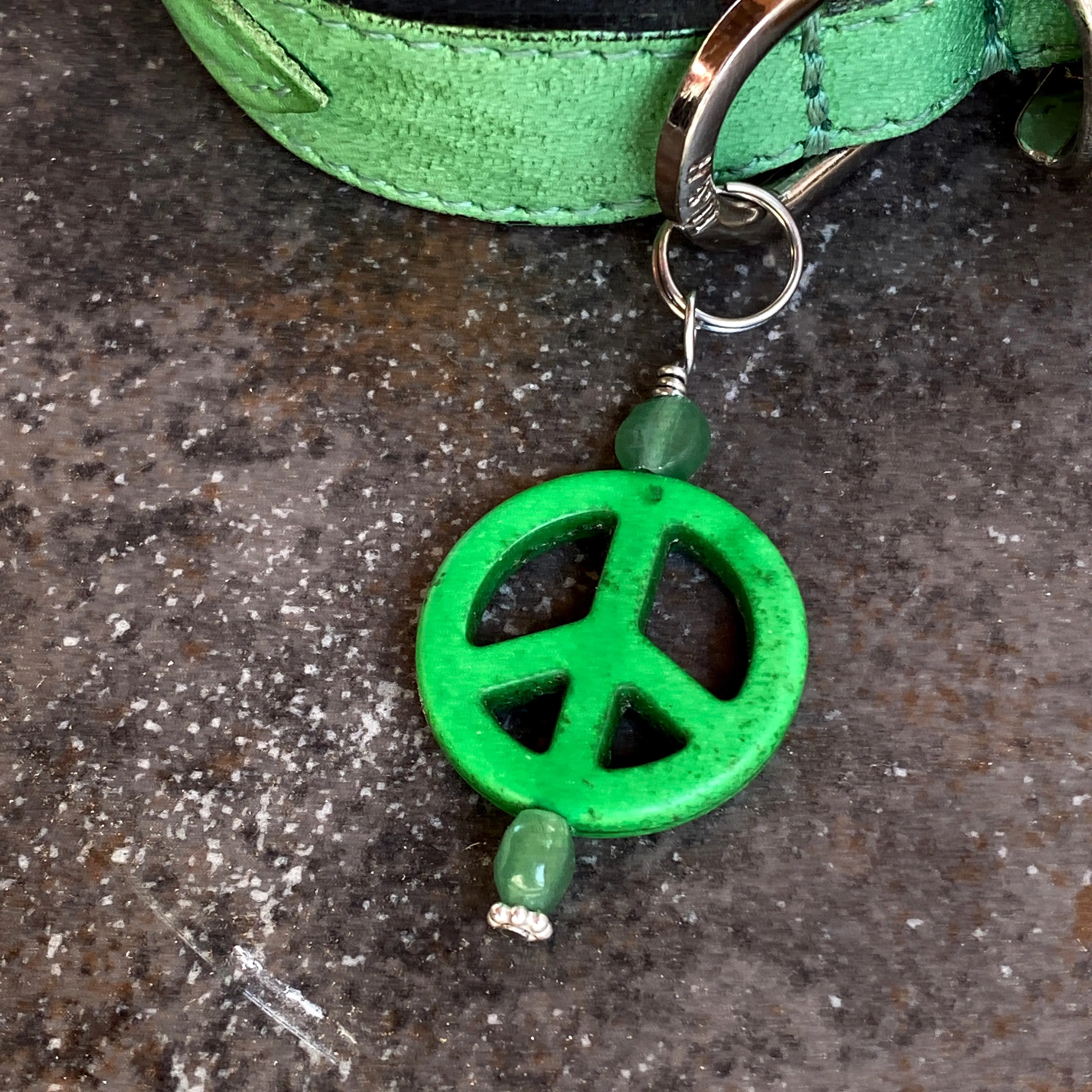 Pet Charm with Peace Signs & various Gemstone