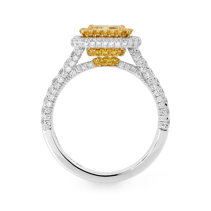 Platinum and 18ct yellow gold yellow and white diamond ring