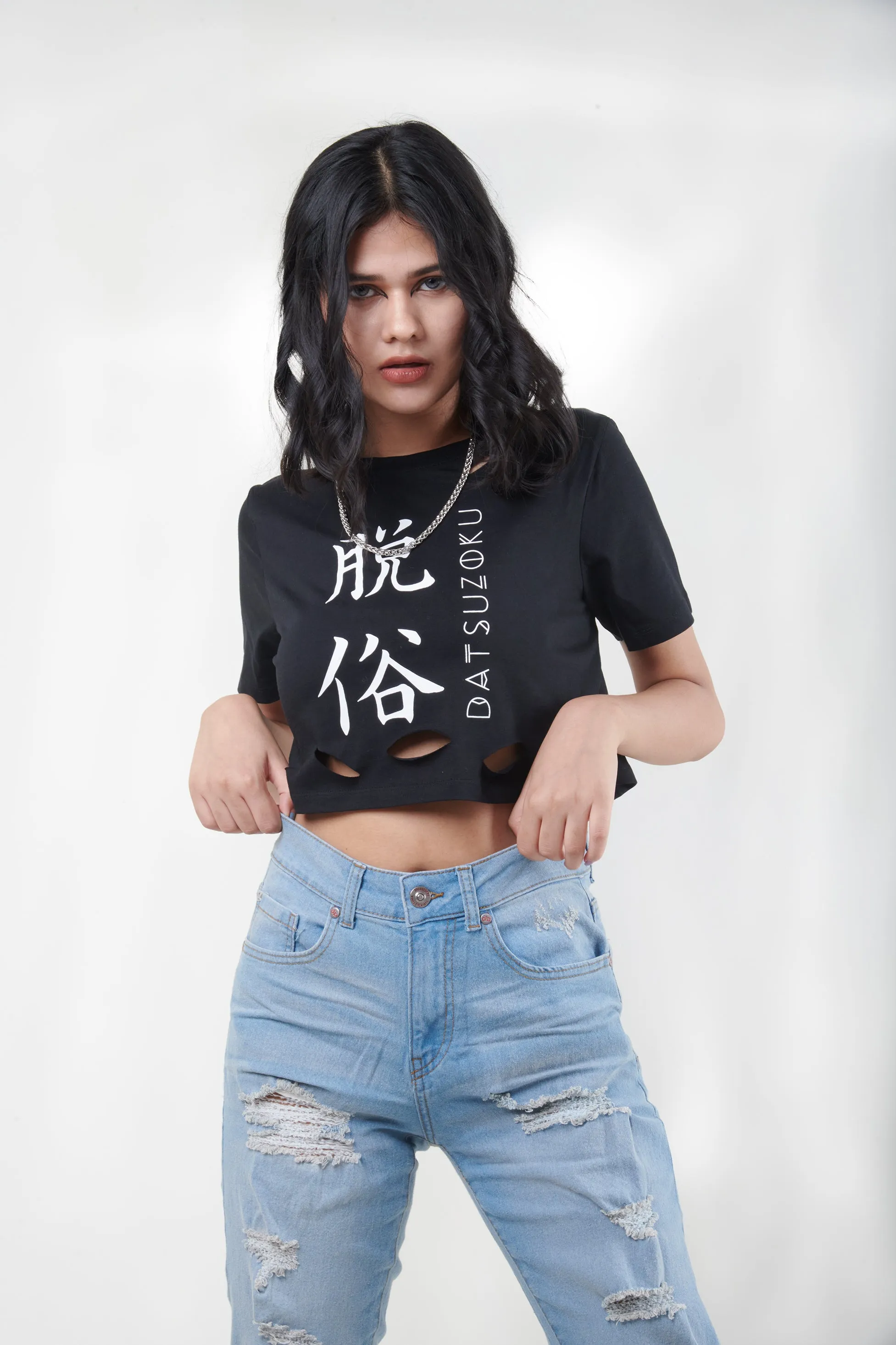 Ripped Graphic Crop Tee