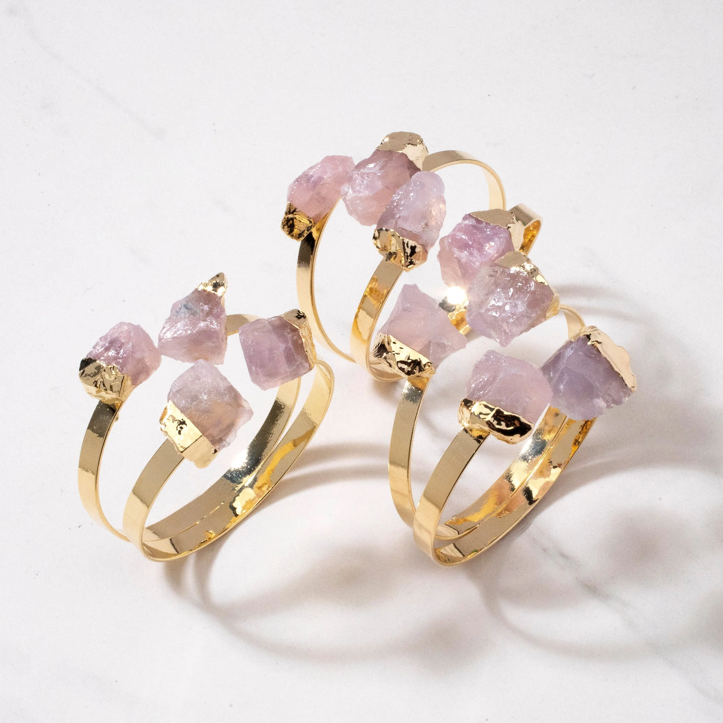 Rose Quartz Double Bracelet Cuff