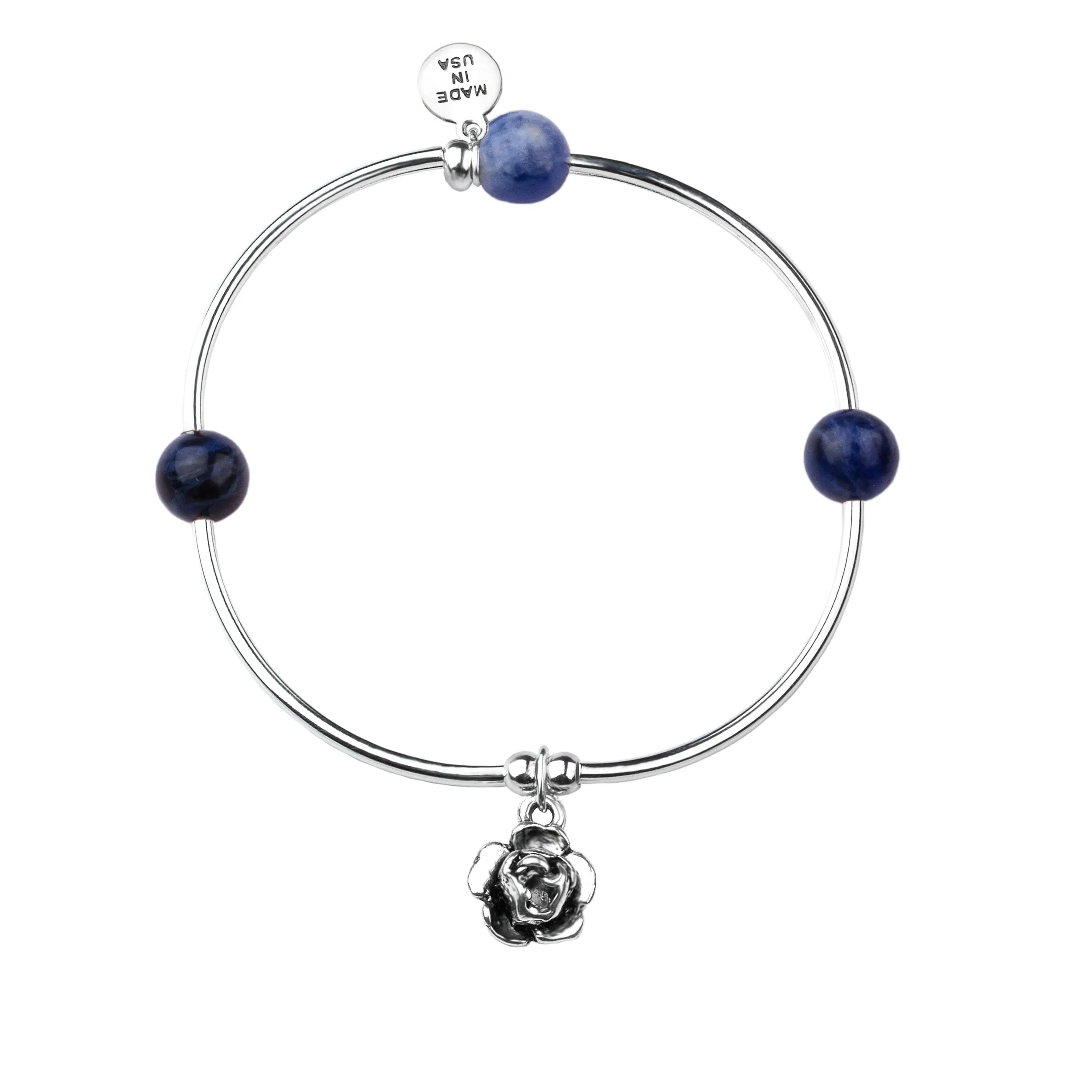 Rose | Soft Bangle Charm Bracelet | Sodalite