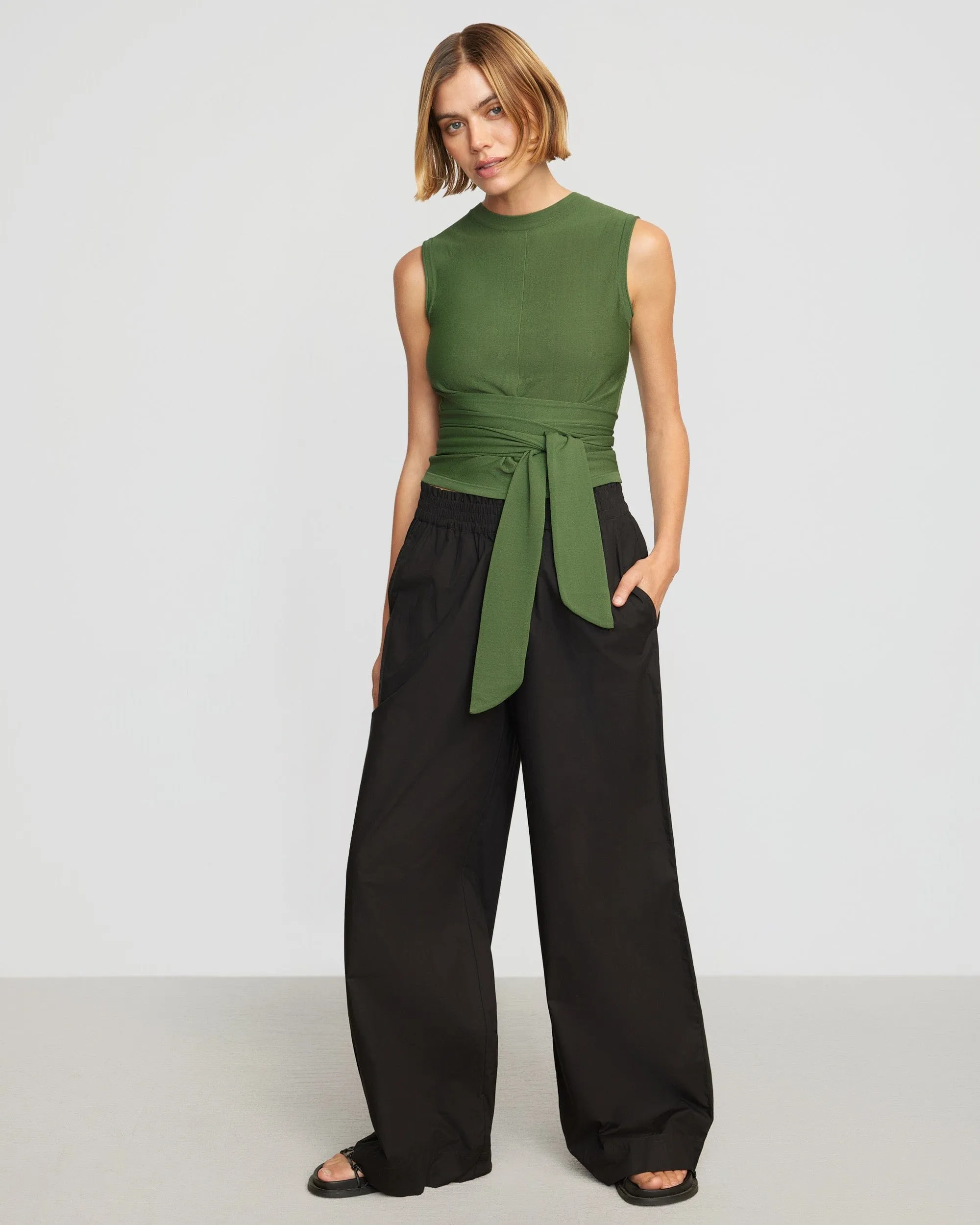 Rumi Cropped Sleeveless Wrap Top