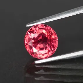 Sapphire | lab created, padparadscha color, round cut 6 mm, 1.25ct, VS