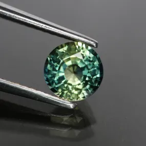 Sapphire teal green, bi-color, yellow green, round cut, VVS 5.5 mm 1 ct, Australia