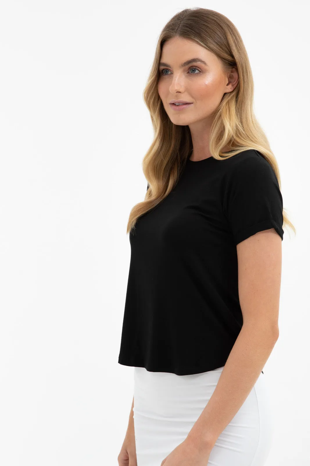 Shorter Bamboo Tee  - Black