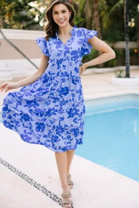 Show You Off Blue Floral Midi Dress