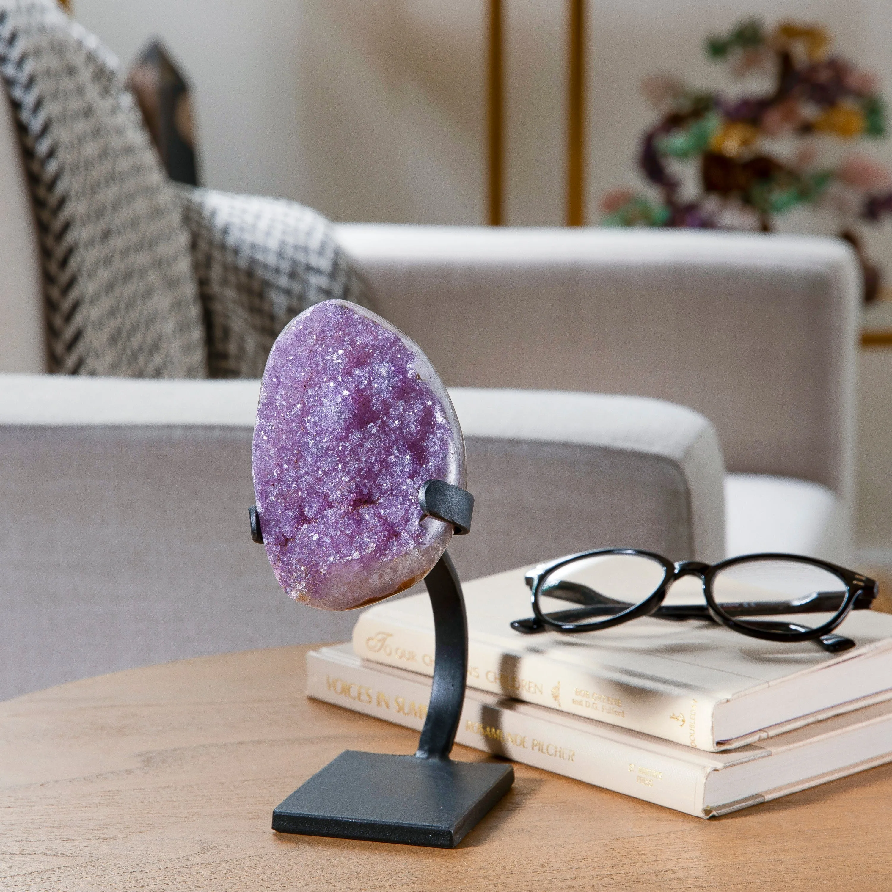 Small Uruguayan Amethyst Geode on Custom Stand - 8/ 2.5 lbs  - B Grade