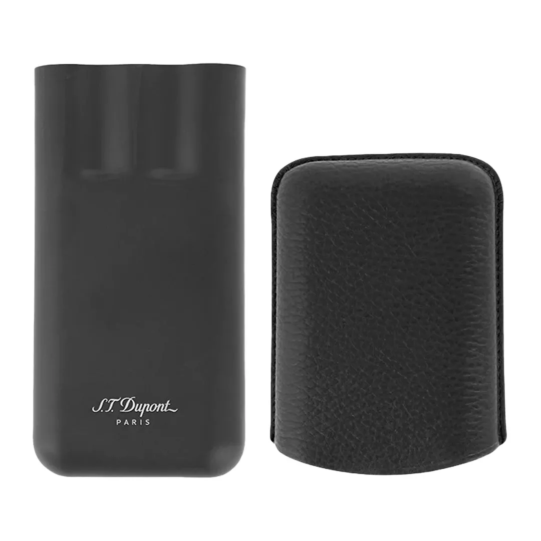 S.T. Dupont Triple Cigar Case Black Grained Leather Matt