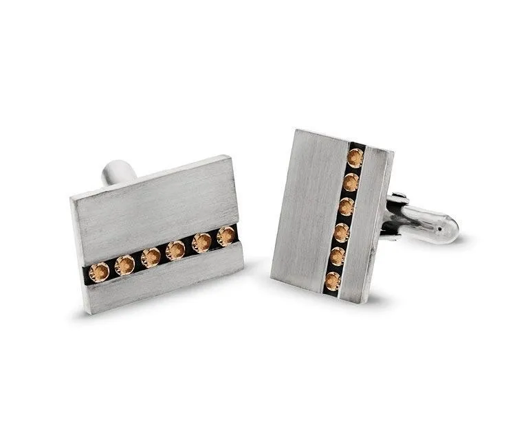 Sterling Silver Champagne Diamond Cufflinks