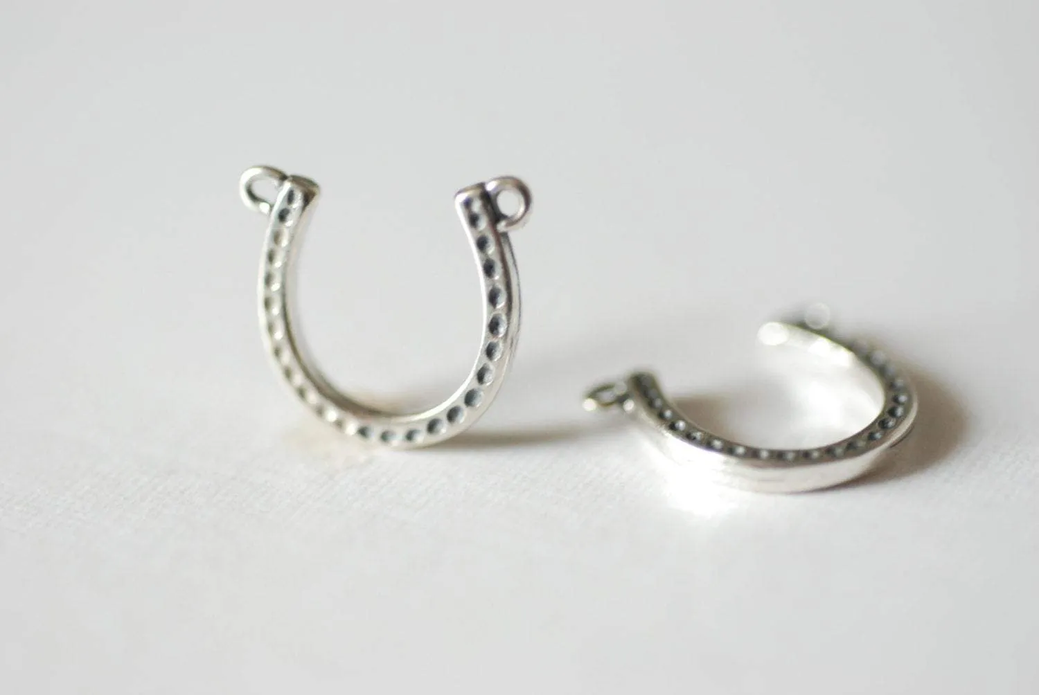 Sterling Silver Horseshoe Connector Charm - 925 Silver Horseshoe Charm Pendant, Sterling silver Charms, Wholesale Bulk Supply, 157