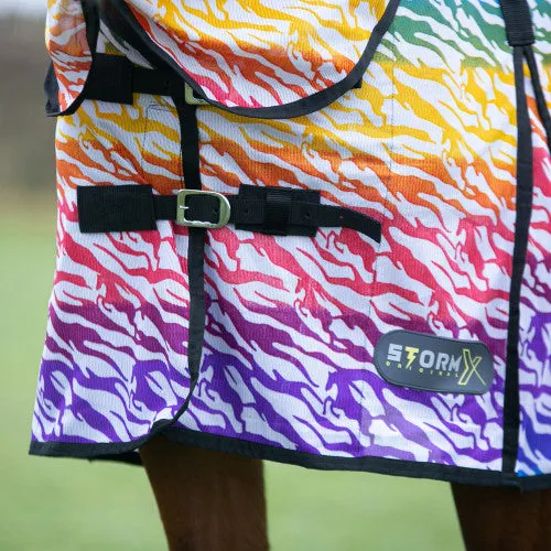 StormX Original Zebra Rainbow Print Fly Rug