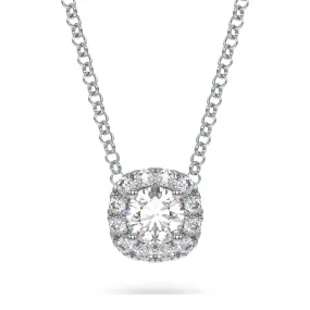 Swarovski Diamond Essentials Cushion Halo Pendant Necklace Sterling Silver