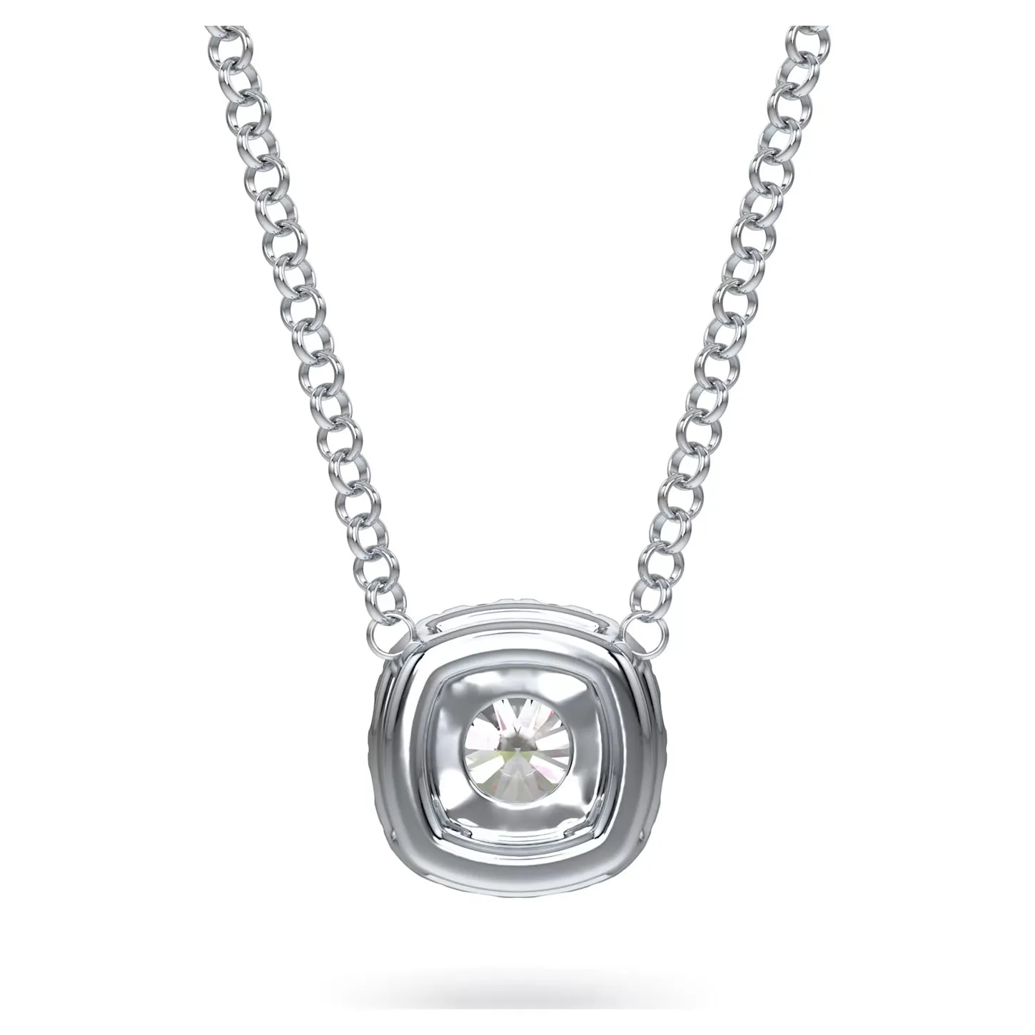 Swarovski Diamond Essentials Cushion Halo Pendant Necklace Sterling Silver