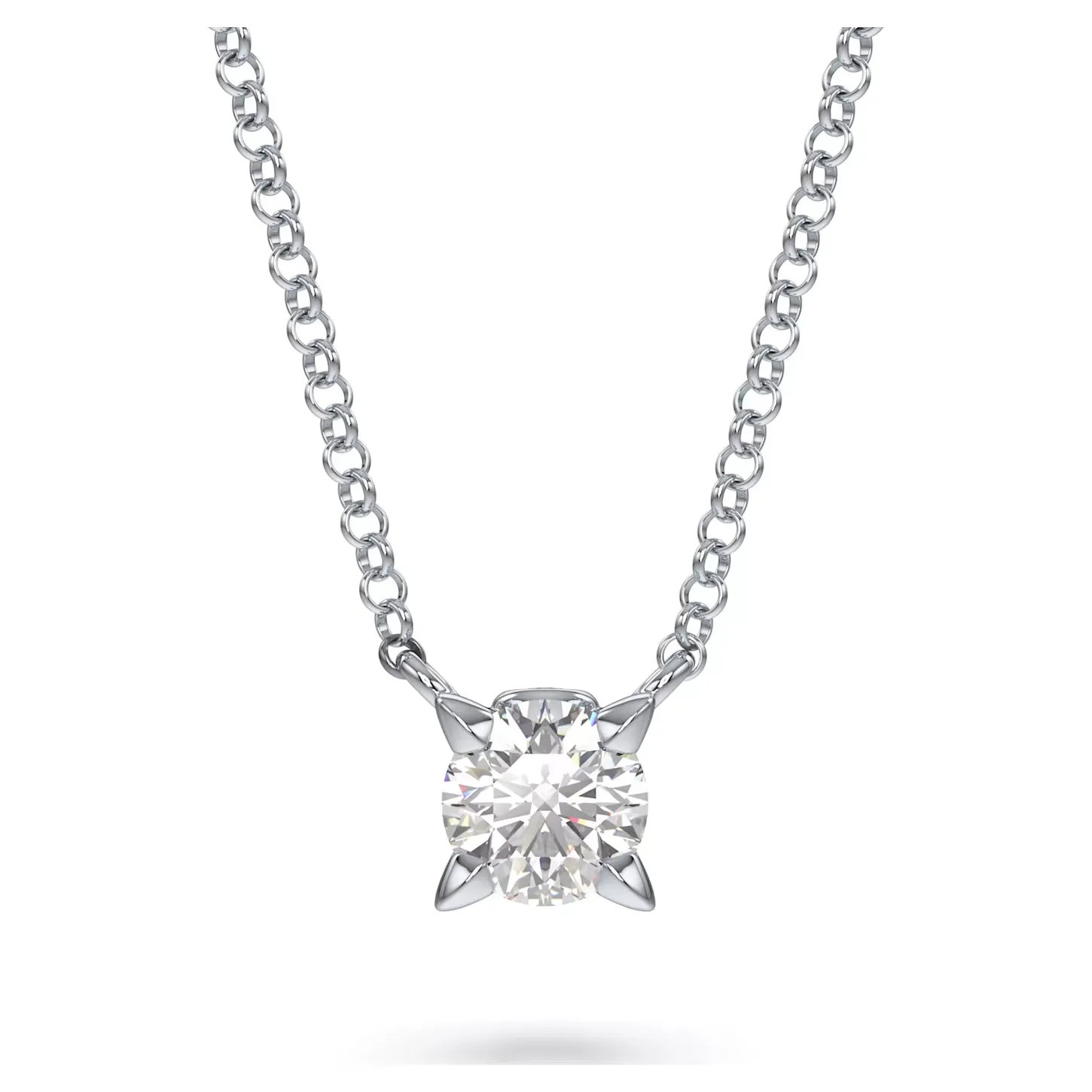 Swarovski Diamond Eternity Round Solitaire Pendant Necklace 14K White Gold