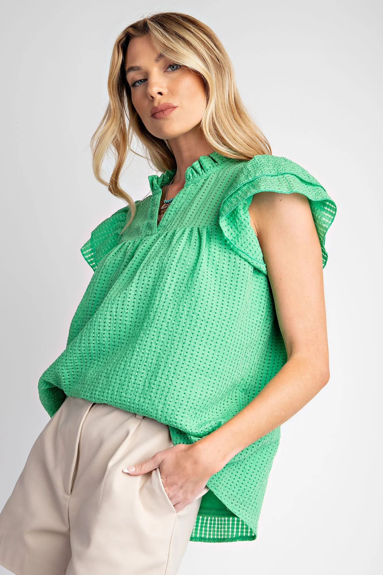 Textured Poly Creep Woven Top