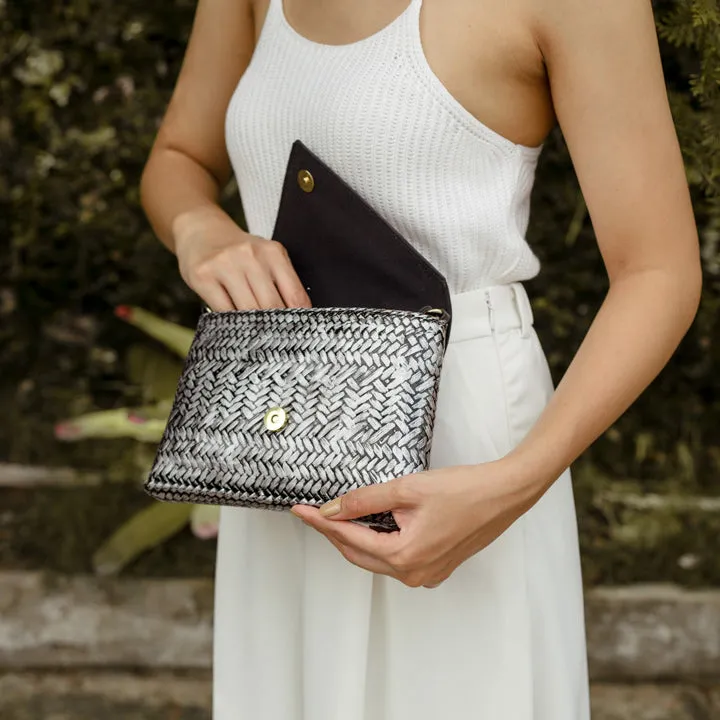 The Bamboo Clutch in Silver