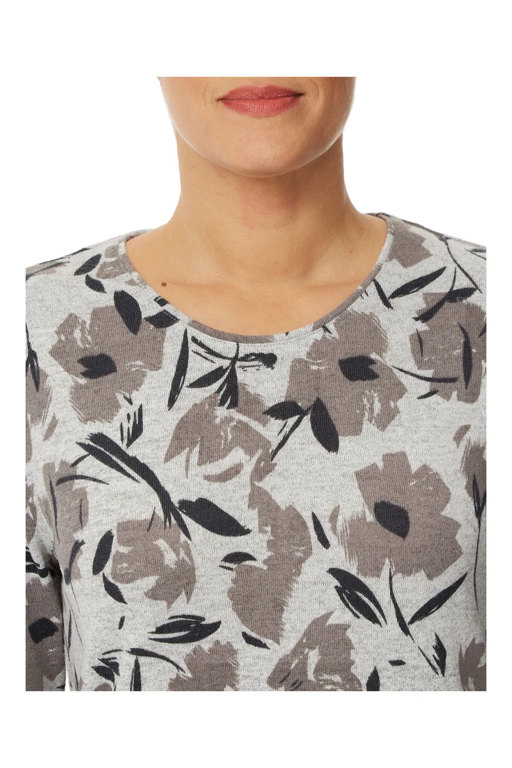 Tonal Floral Crew Neck Top