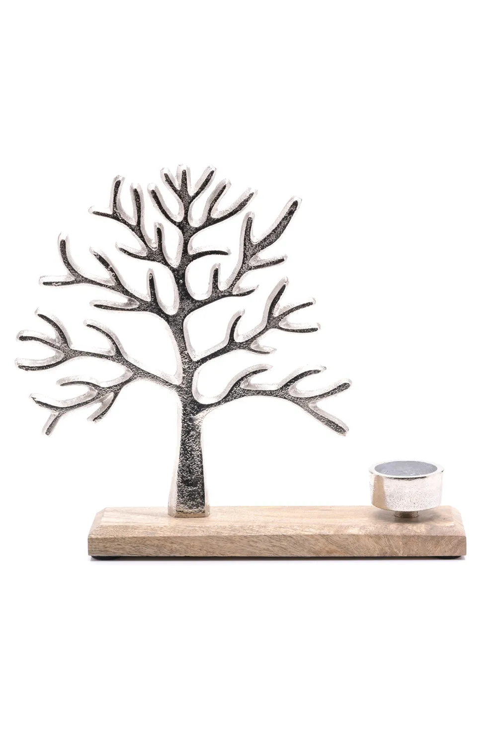 Tree of Life Metal & Wood Tea Light Holder 27cm