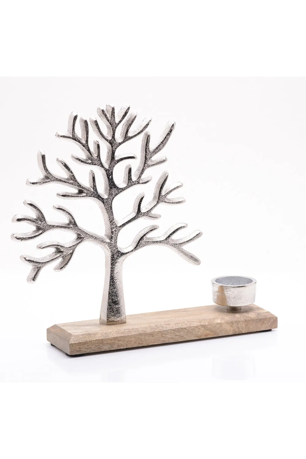 Tree of Life Metal & Wood Tea Light Holder 27cm