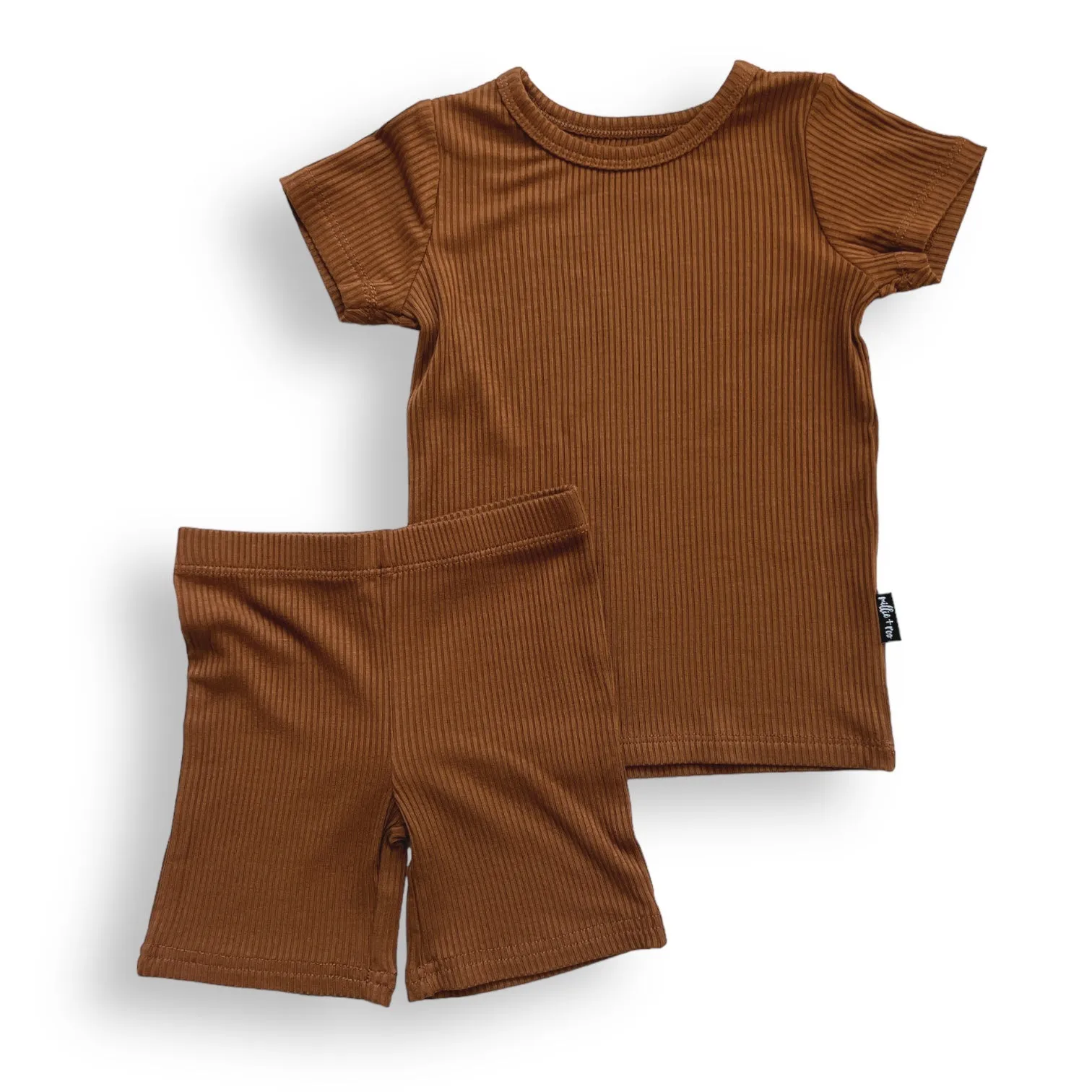 TWO PIECE SHORTIE SET- Bark Ribbed