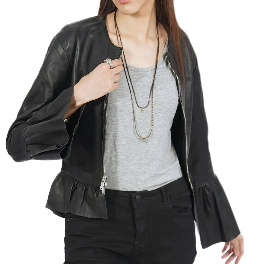 Venus Classic Black Leather Jacket