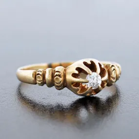 Victorian 14kt Yellow Gold Diamond Engage Ring .20ct