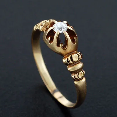 Victorian 14kt Yellow Gold Diamond Engage Ring .20ct