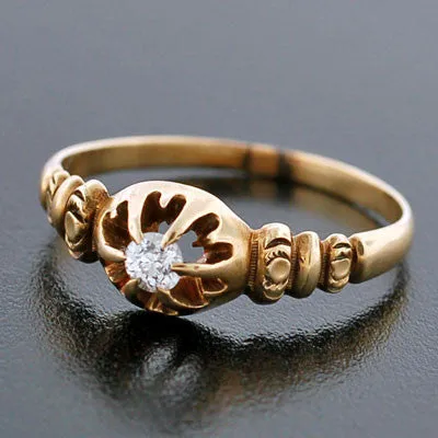 Victorian 14kt Yellow Gold Diamond Engage Ring .20ct