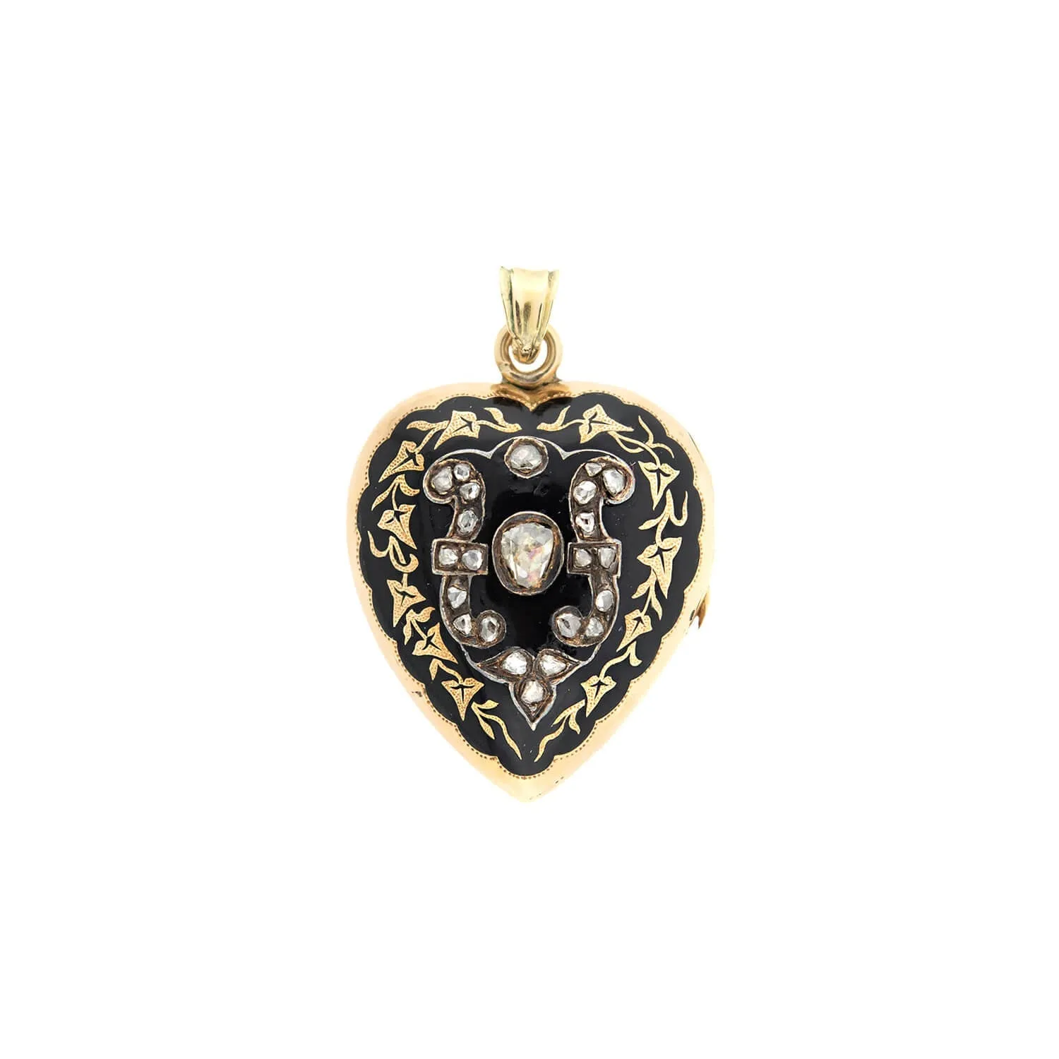 Victorian 18kt Diamond & Enamel Portrait Locket