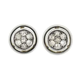 Victorian 18kt/Sterling Mine Cut Diamond Cluster Stud Earrings 0.65ctw