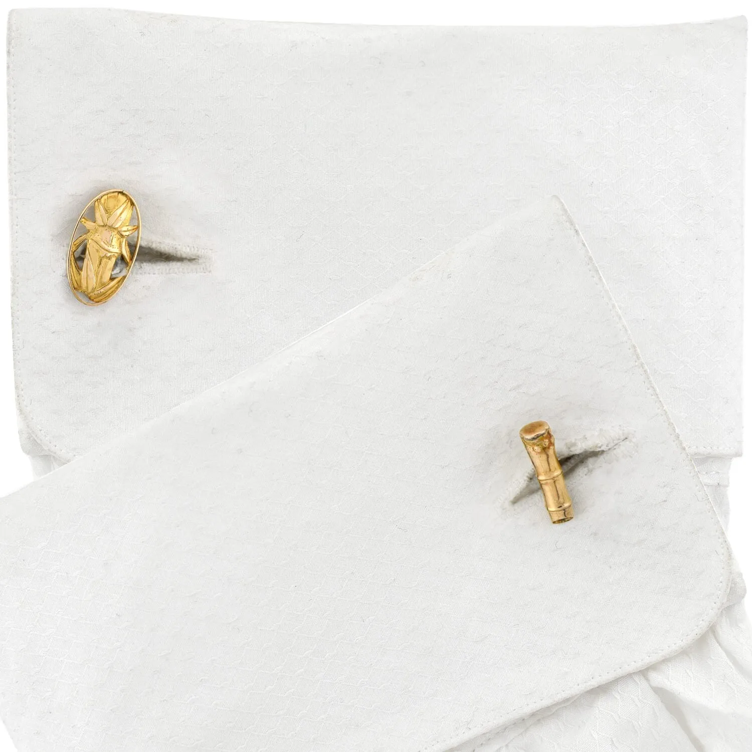 Vintage 18kt Bamboo Motif Double-Sided Cufflinks