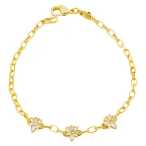 White Mother of Pearl Flower Bracelet gold