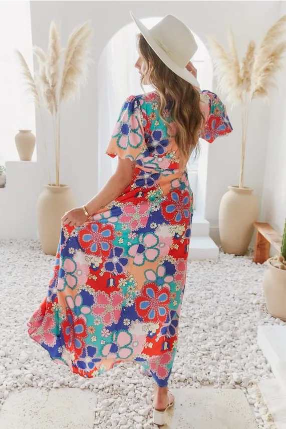 Wrapped in Bright Florals Dress