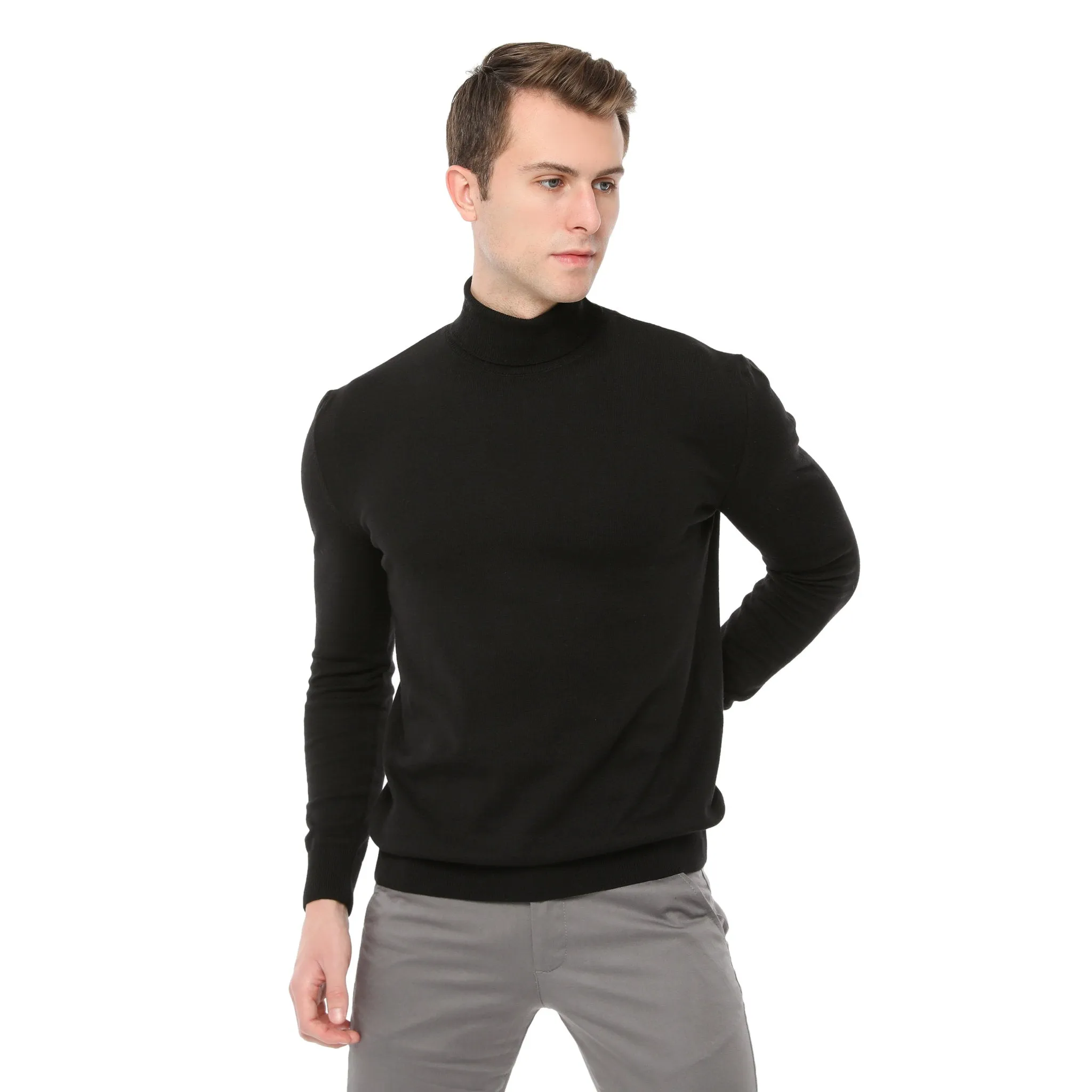 Xact Mens Roll Neck Jumper - 100% Cotton - Long Sleeved