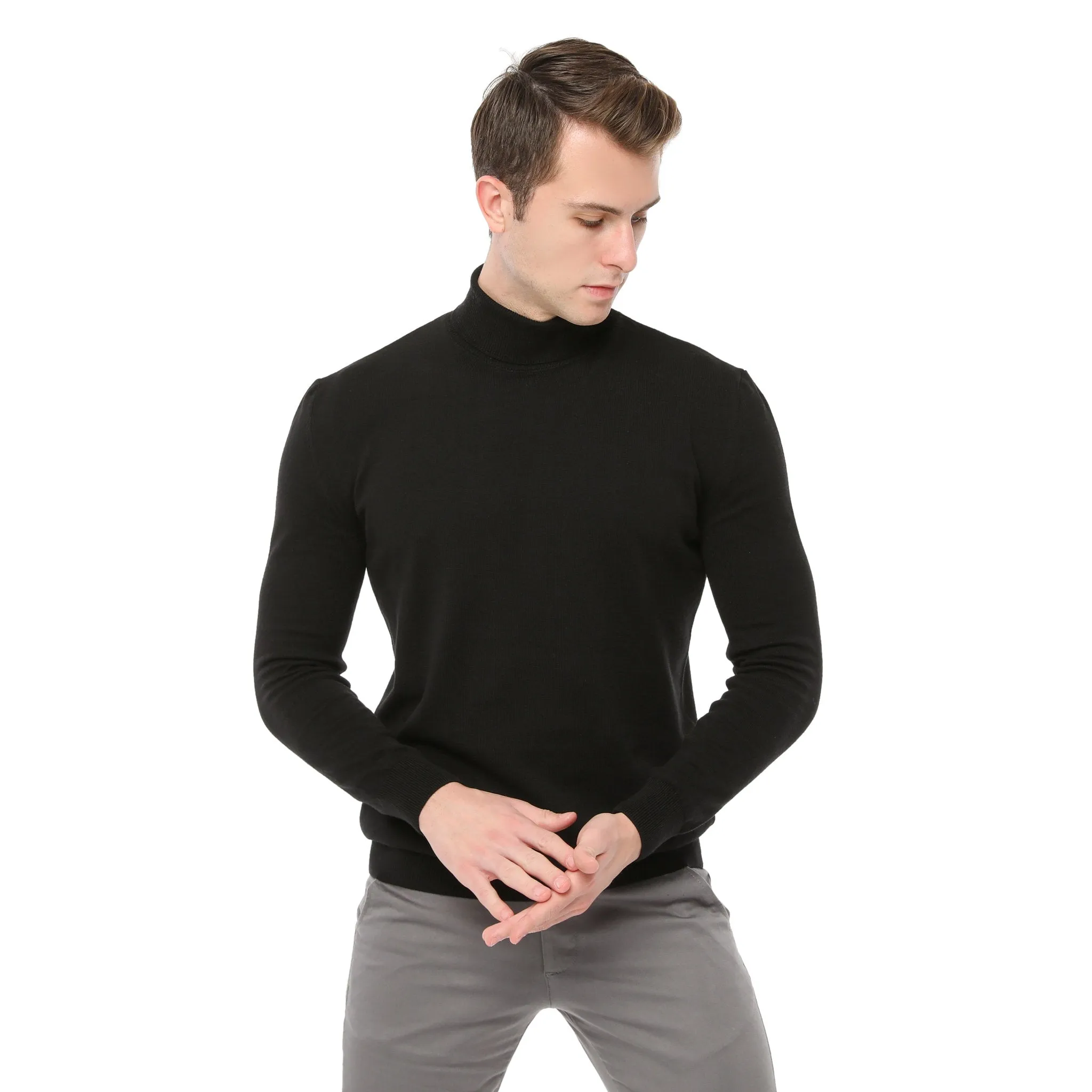 Xact Mens Roll Neck Jumper - 100% Cotton - Long Sleeved