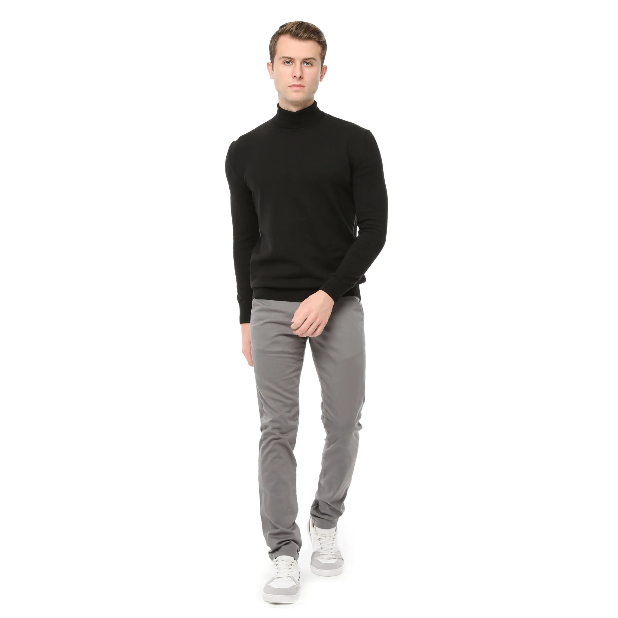 Xact Mens Roll Neck Jumper - 100% Cotton - Long Sleeved