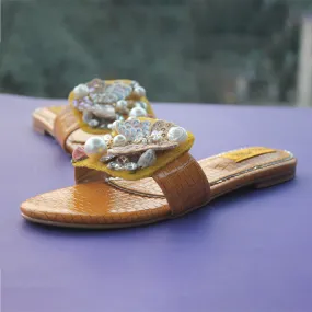 Yellow Fancy & Stylish Slippers for women