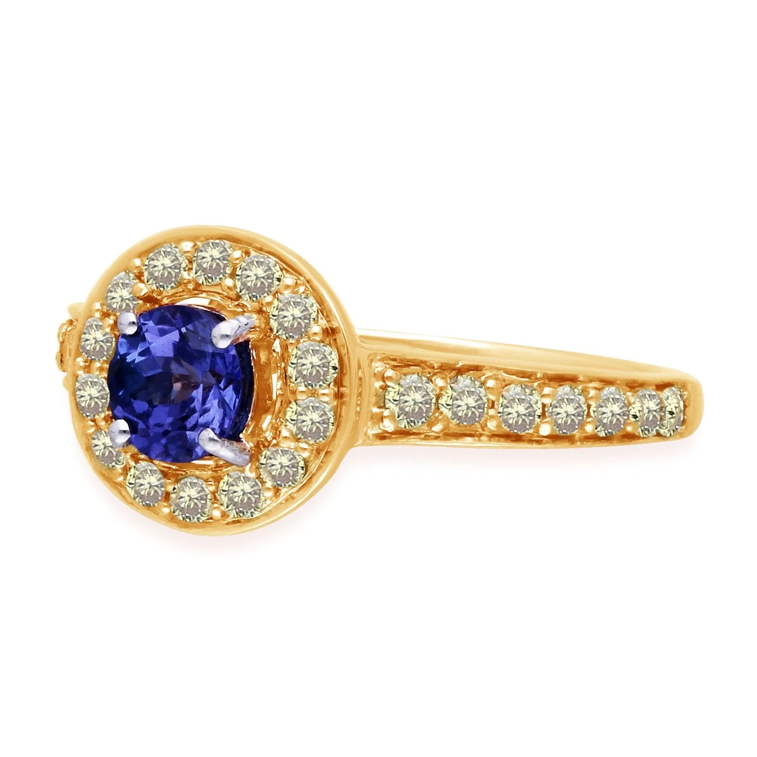 Yellow Gold Tanzanite & Fancy Diamond Renaissance Ring