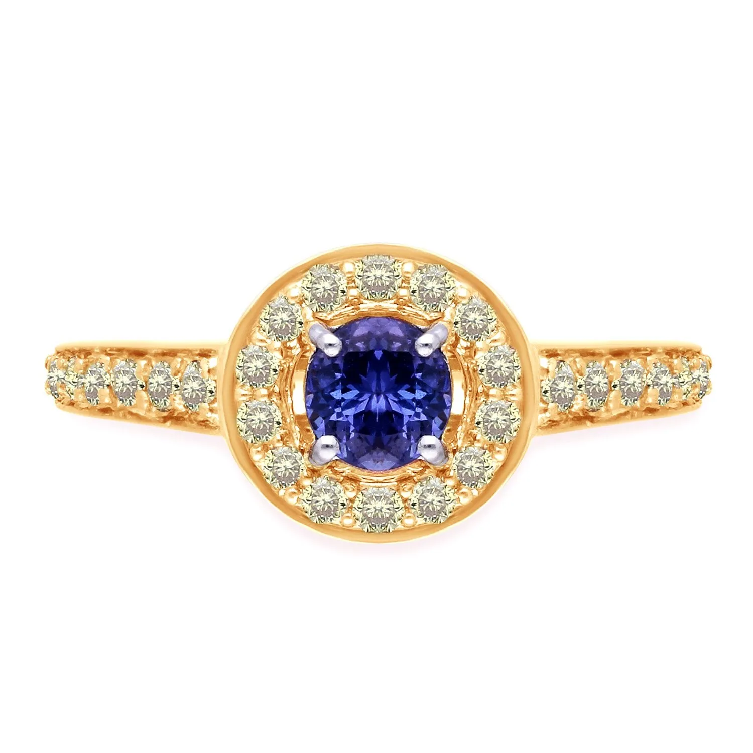 Yellow Gold Tanzanite & Fancy Diamond Renaissance Ring