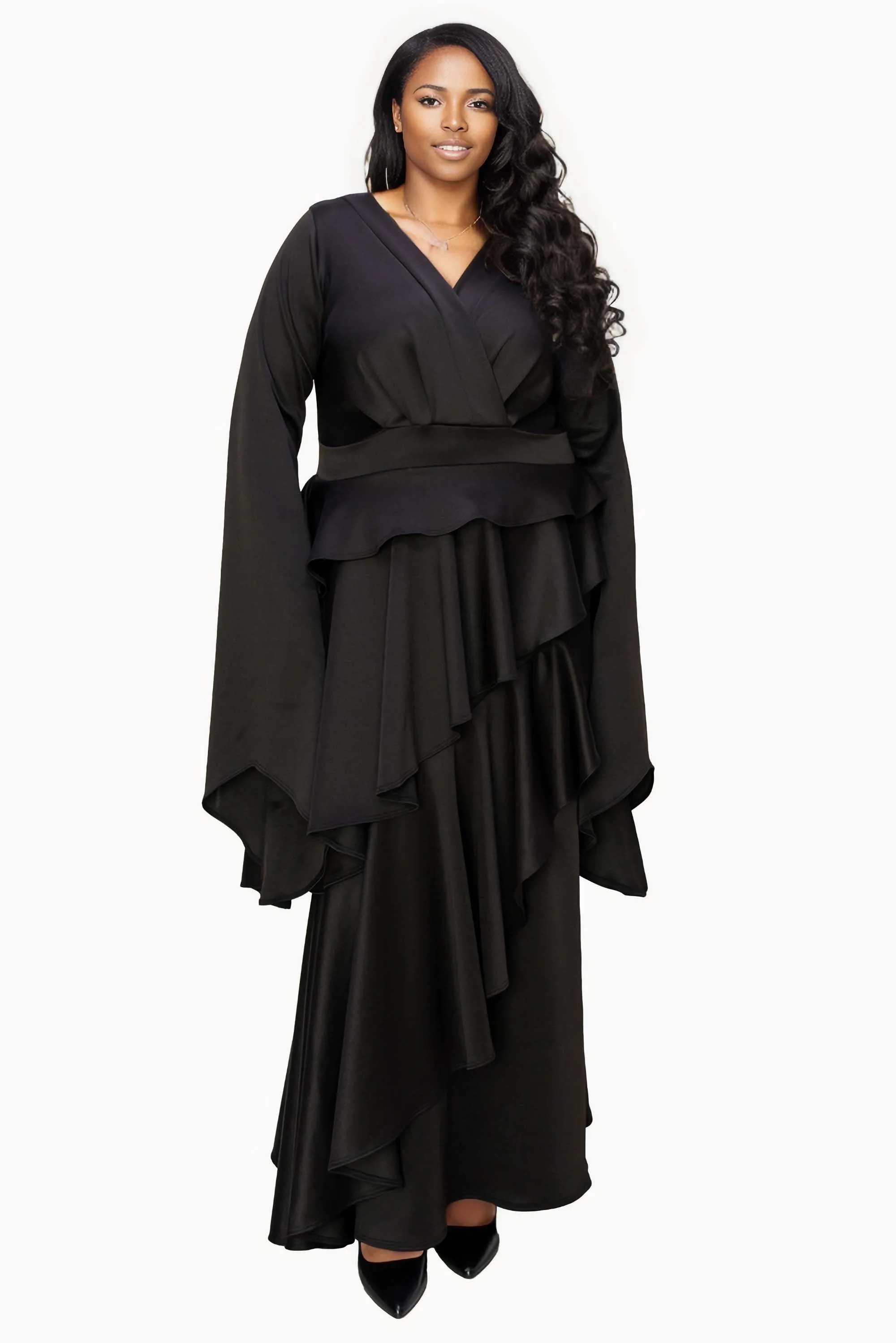 Zeta Ruffled Ribbon Sleeve Dress