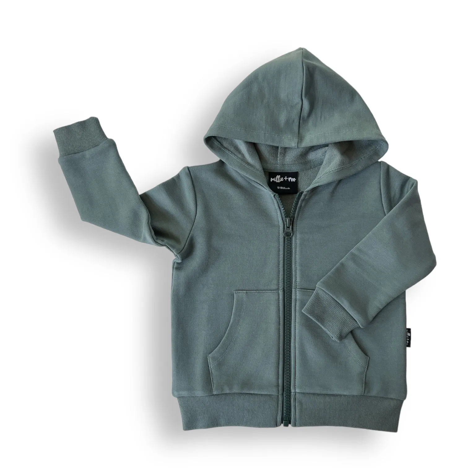 ZIP HOODIE- Slate Bamboo French Terry